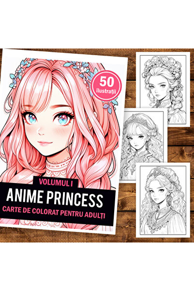 Legendary Gifts Βιβλίο ζωγραφικής για ενήλικες, 50 εικόνες, Πριγκίπισσες Anim...