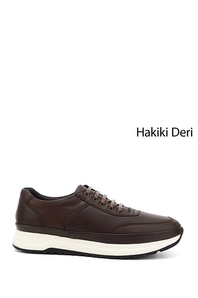 GÖNDERİ(R) Men's Brown Antique Lace-Up Genuine Leather Comfort Sneaker