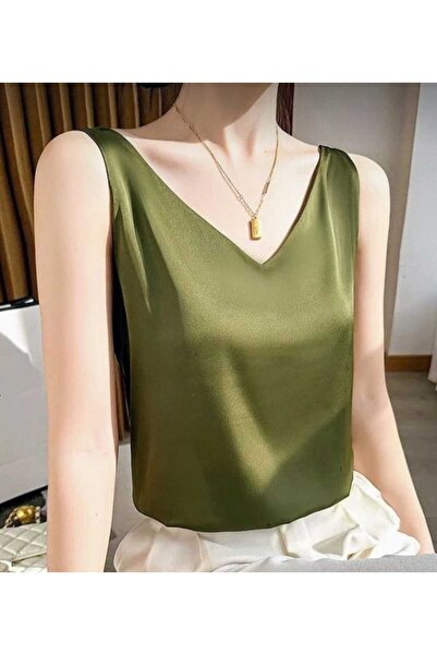 Dien Σατέν μπλούζα με λαιμόκοψη V με χοντρό λουράκι