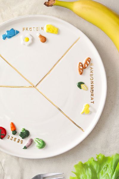ada mia seramik Diet Plate Handmade Ceramic 24K Gold Decorated Plate