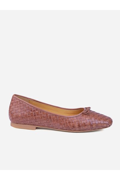 Heel Your Sole By Styli Basket Weave Design Leather Ballerina Shoes