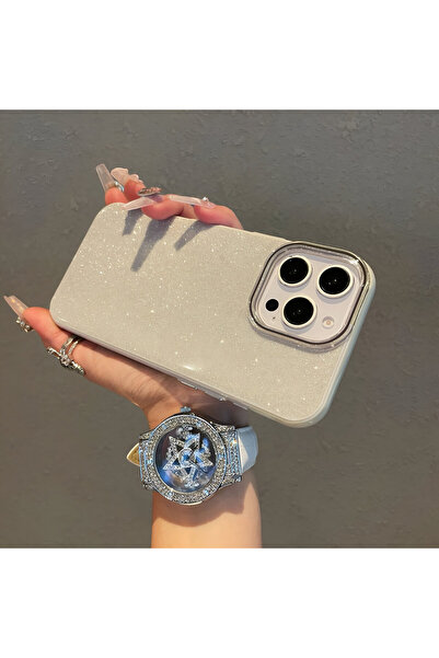 HYPERSOFT Iphone 16 Pro Max (6.9 inç) Uyumlu Parlak Işıltılı Simli Premıum Sl...