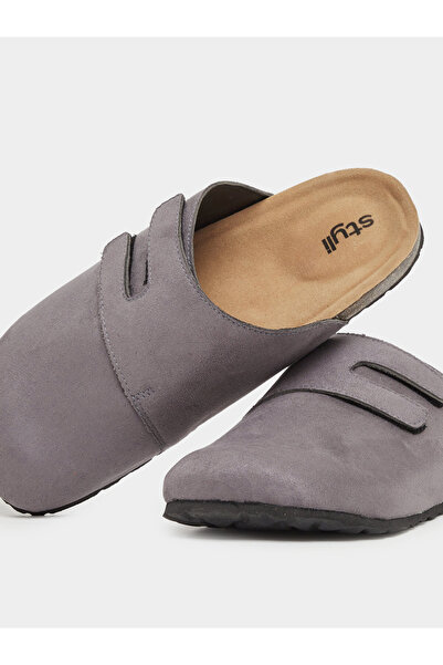 Styli Plain Velcro Detail Faux Suede Clog Sandals