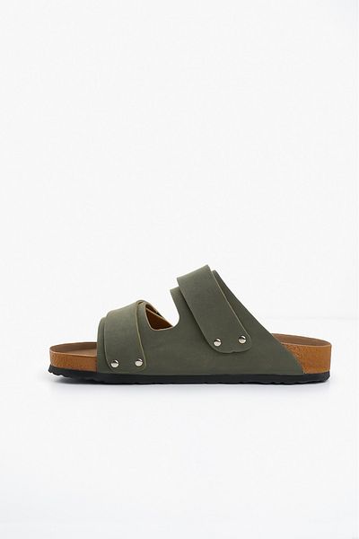 Shupe Men's Khaki Velcro Double Banded Suade Nubuck Leather Sports Slippers