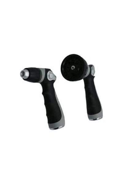 ACE 2-Piece Zinc and TPR Hose Nozzle Set with Rear Thumb Trigger Black and Grey