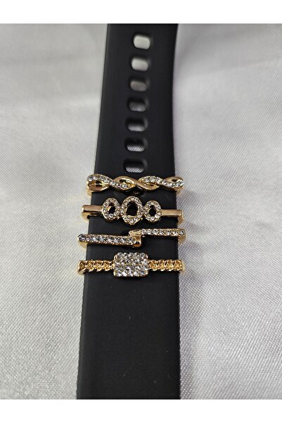 Asavia Apple Watch Uyumlu Taşlı Şık 4’lü Charm Akıllı Saat Kordon Aksesuarı