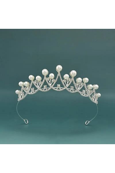 GlassySKY Pearl Stone Crown Wedding Bridal Henna Engagement Birthday Graduation Party Stage Photography Hair Accessory
