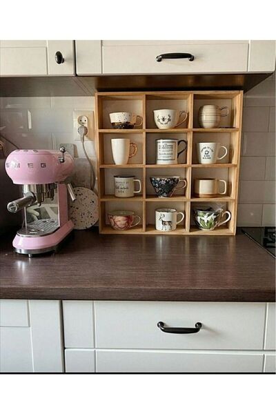 DizyWood Ahşap Kupa Rafı Ahşap Terek