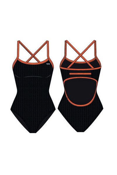 TYR Durafast Elite. ®   Tf Girl's Swimsuit - Hexa (Black/Orange)