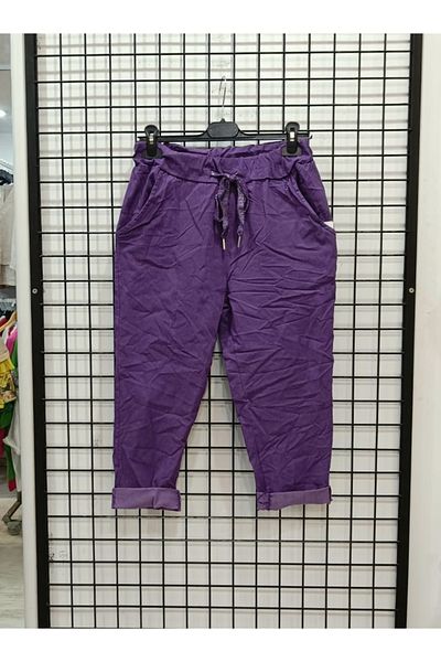 Butik Şans Elastic Waist Pocket Detailed Flexible Italian Capri