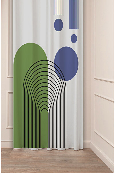 GREENDECOR Cortina modernă de fundal Leaf Bohemian, minimalistă, bej, crem, cu model, design special, digital cu imprimeu (o singură aripă)