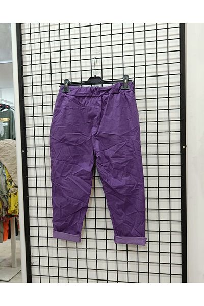 Butik Şans Elastic Waist Pocket Detailed Flexible Italian Capri
