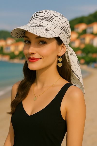 MYZİ STORE Women's Summer 100% Cotton Patterned Safari Tie-Up Bandana Visor