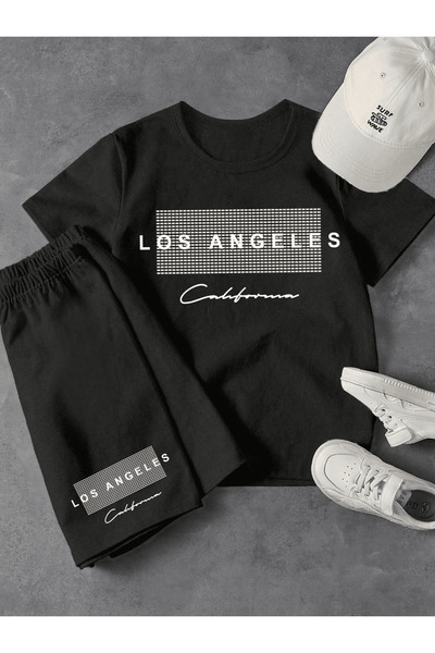 Frisson Set de tricou și pantaloni scurți unisex din bumbac, cu decolteu rotu...