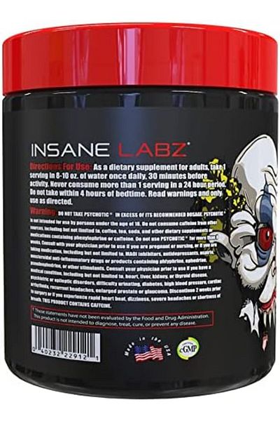 insane labz Psychotic, High Stimulant Pre Workout Powder, Extreme Lasting Energy, Focus and Enduranc