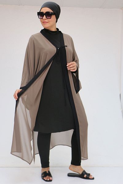 Eslina 1735 Large Size Garni Detailed Pareo - Mink