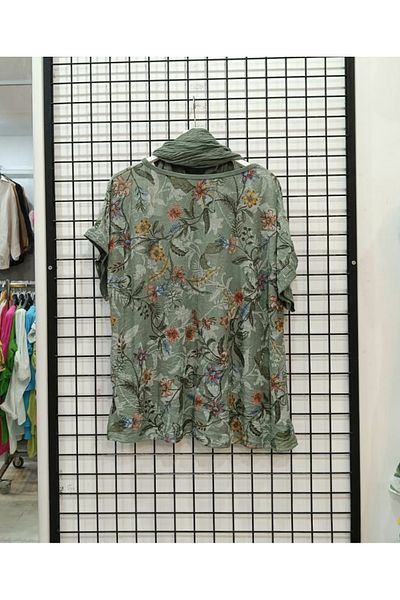Butik Şans Italian Blouse with Sequined Pattern and Shawl Detail