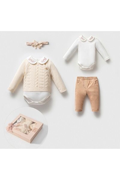 Noy Noy Baby Girl Organic Cotton Knitwear Sweater Set Special Boxed