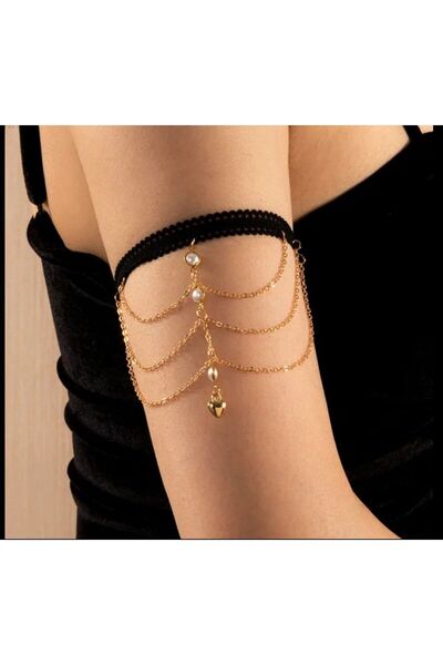 Genel Markalar Şık ve Modern Zincirli Kalp Üst Kol Bileziği