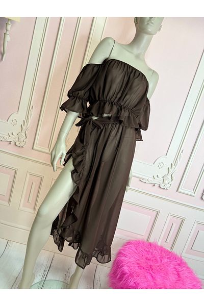 NA ADDESIGN Brown Pareo Suit, Brown Beach Suit