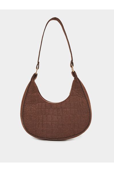 Styli Croc-Textured Hobo Bag with Zip Closure