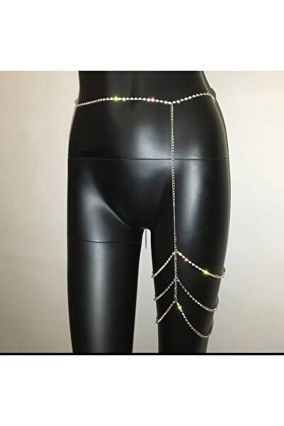 Genel Markalar Şık ve Zarif Taş Detaylı Zincir Bacak Aksesuarı