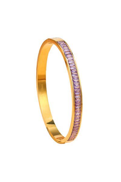 Tessero Bratara de dama tip Bangle fixa, model cristale cu efect de Sapphire, pietre zirconiu, otel inoxidab