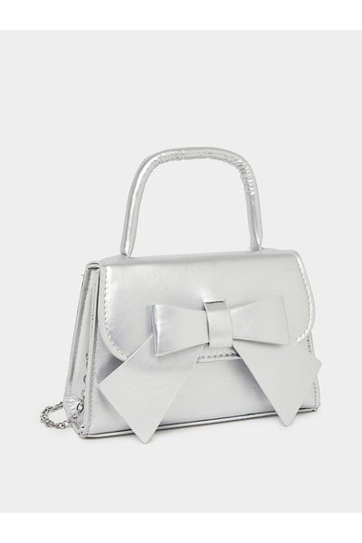 Styli Girls Metallic Design Bow Detail Handbag with Top Handle