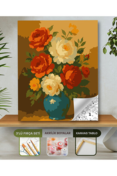 hediye hobim Sayılarla Boyama Seti 40x50 Cm (Çıtalı) Fırça Boya Dahil Numaral...