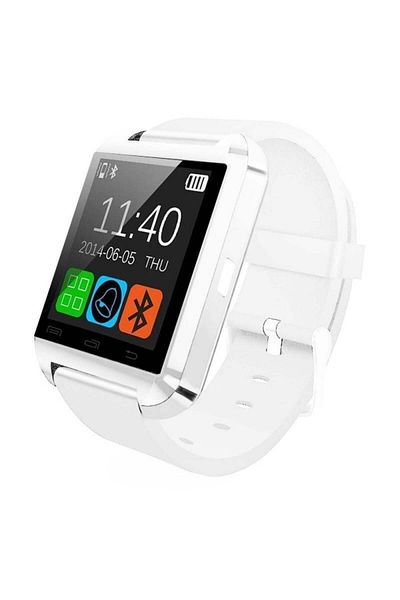 TECHSTAR Ceas inteligent Techstar® U8+, Bluetooth, ecran LCD de 1,44 inci, conexiune telefon, pedometru, alb