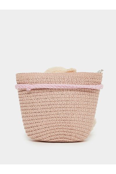 Styli Teddy Bear Straw Bag with Zip Closure