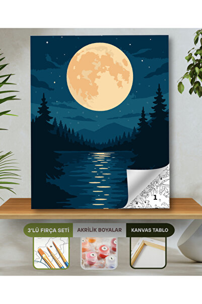 hediye hobim Sayılarla Boyama Seti 40x50 Cm (Çıtalı) Fırça Boya Dahil Numaral...