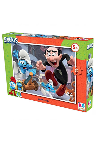 NEWBRENDHOME Öğretici Eğitici Oyuncaklar KS Games Şirinler 50 Parça Puzzle Kı...