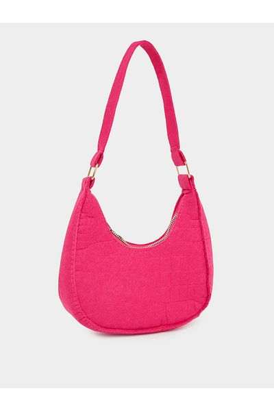 Styli Croc-Textured Hobo Bag with Zip Closure