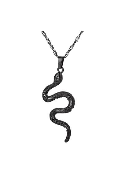 Tessero Lantisor cu pandantiv in forma de sarpe, unisex, Tessero, negru