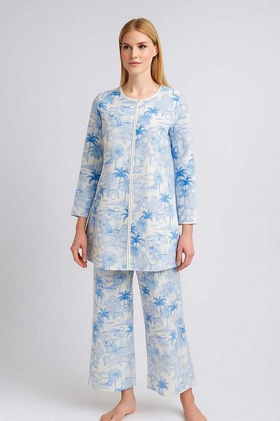 ByMisa Store Patterned Lycra Linen Special Design Hijab Bottom Top Set
