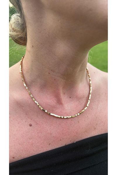 elamindunyasi Gold Yellow Natural Hematite Stone Necklace