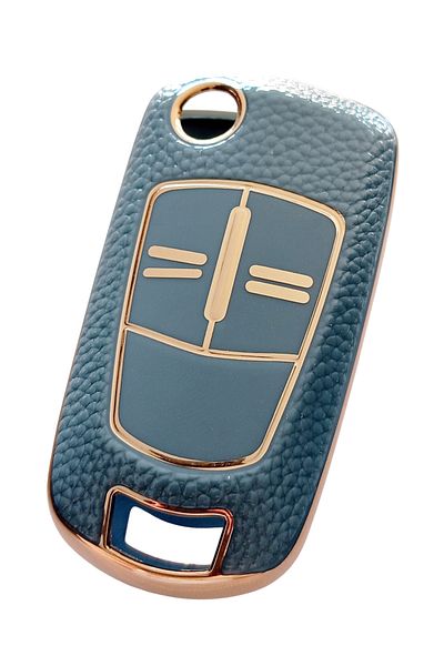 Kasey Opel Astra H Corsa D Meriva Compatible Key Control Case Auto Keychain Leather Patterned Turquoise Gold