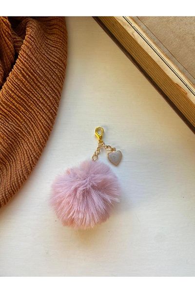 Cisemco Heart Themed Plush Keychain with Pompom Figure