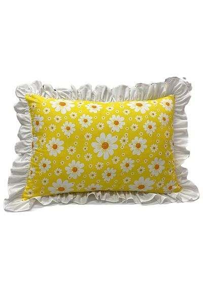 LILYUM Digital Printed White Ruffle Pillow Case - 1 Piece