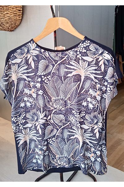 Sistas Si̇stas Navy Blue Patterned Blouse