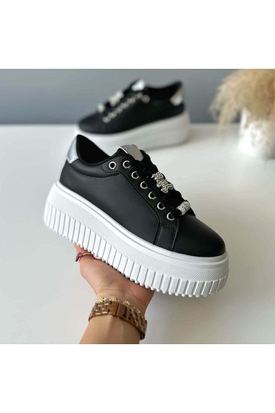 Casual Women's casual sneakers, made of eco-leather, LA241, black