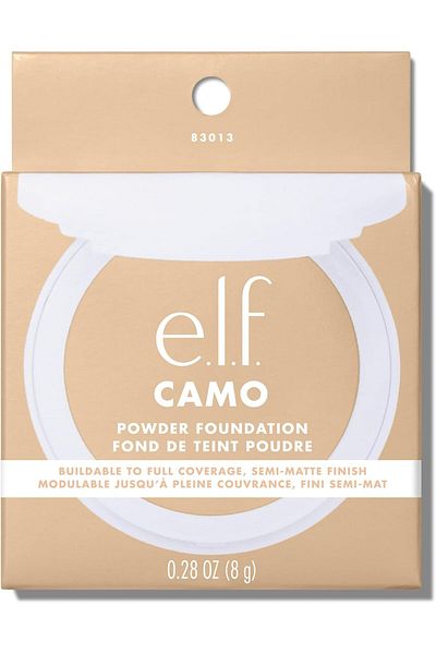 ELF e.l.f. Camo Powder Foundation, Lightweight, Primer-Infused Buildable & Long-Lasting Medium-to-Full C
