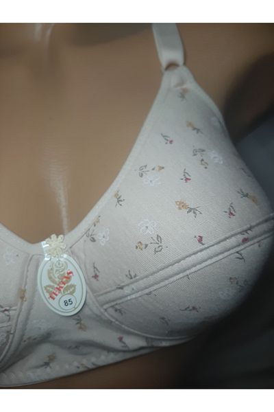 Butik Skin Color Flower Print Women's Padded Unbuttressed Plus Size Bra