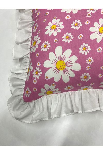 LILYUM Digital Printed White Ruffle Pillow Case - 1 Piece