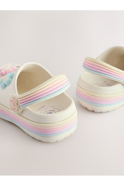 Next Baby White Daisy Patterned Lighted Slippers / Sandals