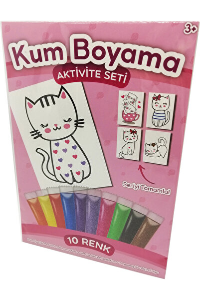 Kumbo Kum Boyama Kalpli Kedi | Kediler Kum Boyama Aktivite Seti Tekli Paket