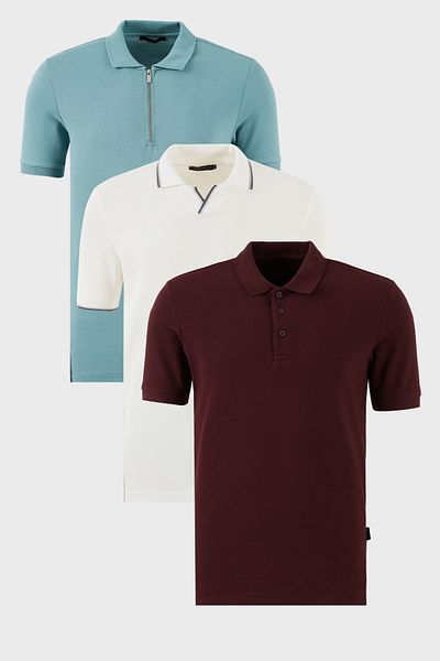 Buratti Cotton Regular Fit 3 Pack Polo Neck t Shirts Men Polo Neck t Shirt 59029641527S3