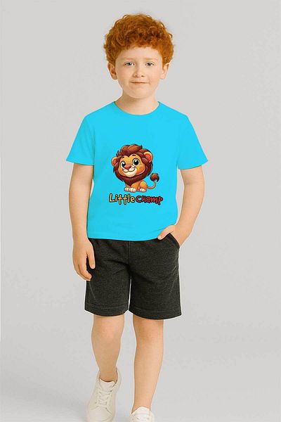 peki baby&kids Тениска Okay Boy Cotton Little Champ Lion в жълто-червена цвят 19587