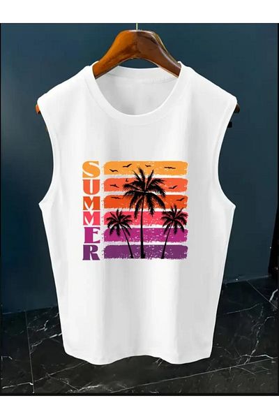 Baxia Girl-Boy Children's Summer Printed Sleeveless T-Shirt Crew Neck Singlet Zero Sleeve (New Season)